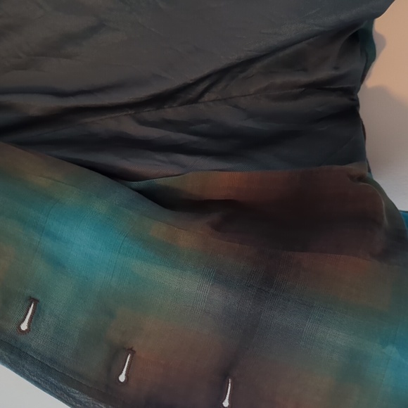 DKNY turquoise and brown plaid wool blazer US 2 - Picture 6 of 8